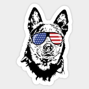 Australian Cattle Dog Blue Heeler American Flag Sunglasses Sticker